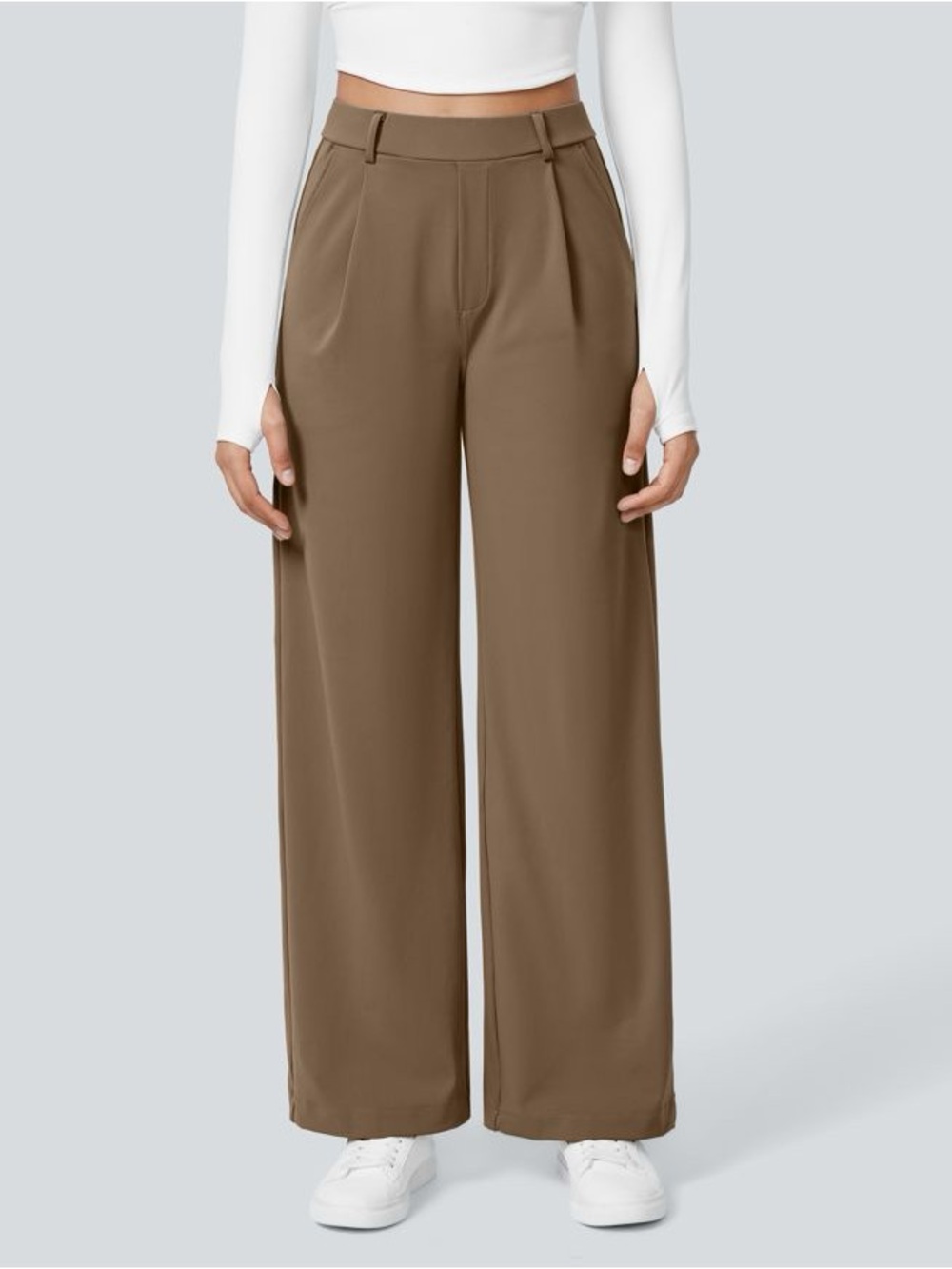 Halara Flex™ High Waisted Pocket Straight Leg Work Pants in Sepia